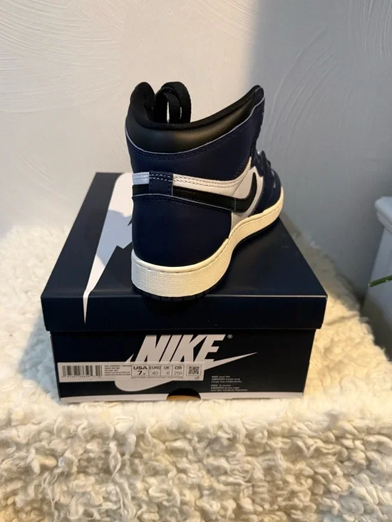 Nike High-Top Sneaker in Navy, White, and Black - Picture 3 of 10